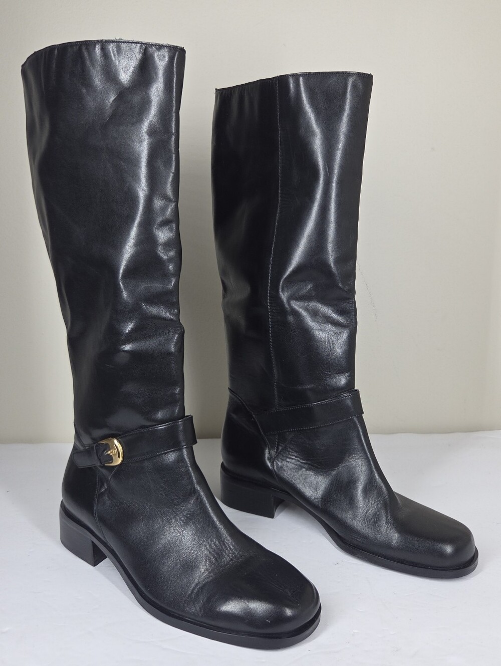 Etienne Aigner Legacy 2 Black Leather Knee High Riding Boots 9W Equestrian